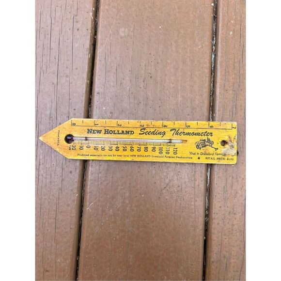 Vintage Wooden New Holland Thermometer - Picture 1 of 6